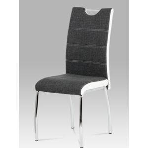 Autronic - Jídelní židle šedá látka + bílá koženka / chrom - HC-586 GR2