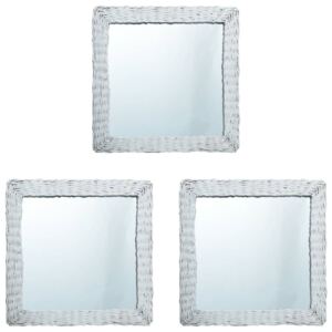 Zrcadla 3 ks bílá 15 x 15 cm proutí