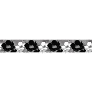 AG Design WB8239 Samolepicí bordura, šíře 14 cm Černé květiny, 14 x 500 cm