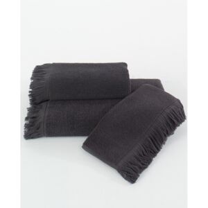 Malý ručník FRINGE 32x50 cm Černá antracit, 550 gr / m², Česaná prémiová bavlna 100% DOBBY