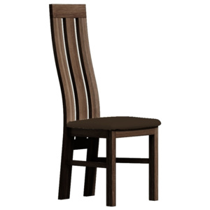 Jídelní židle v dekoru jasan tmavý s čalouněním v tmavě hnědé barvě KN074