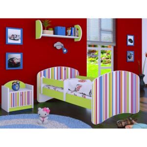Dětská postel bez šuplíku 180x90cm PROUŽKY - zelená