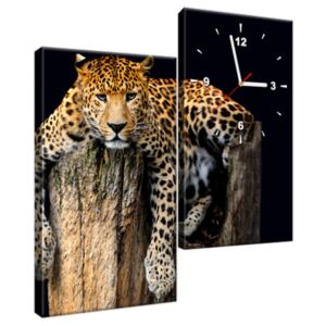 Obraz s hodinami Odpočinek leoparda 60x60cm ZP2344A_2J