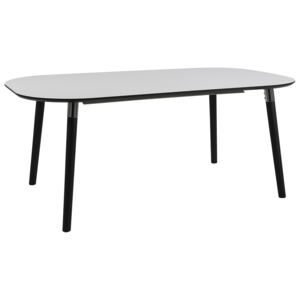 SCANDI Bílý rozkládací jídelní stůl Polo II 180-280 cm s černou podnoží