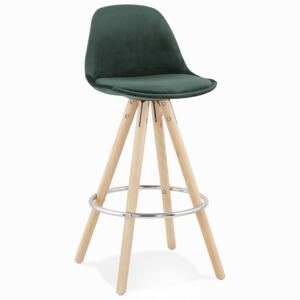 Marivo Line Sametová barová židle Milira Mini zelená/přírodní