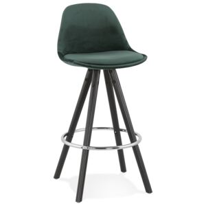 Marivo Line Sametová barová židle Milira Mini zelená/černá
