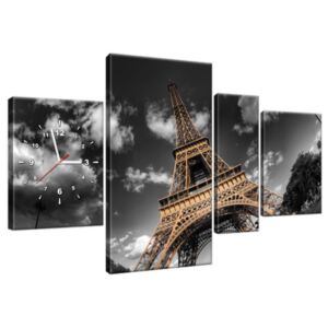 Obraz s hodinami Výhled zdola na Eiffelovu věž 120x70cm ZP263A_4AN