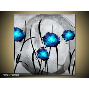 Abstraktní obraz - modré květiny (F005612F3030GD)