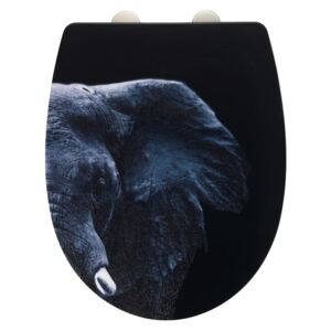Černé WC sedátko z nerezové oceli Wenko Elephant