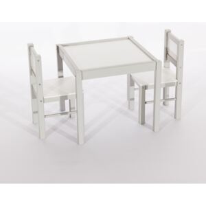 Tobiland dětský nábytek - 3 ks, stůl s židličkami šedý