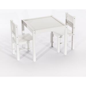 Tobiland dětský nábytek - 3 ks, stůl s židličkami bílý