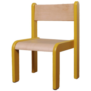 Dětská židlička bez područky 18 cm DE mořená - žluté okraje (výška sedáku 18 cm)