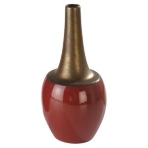 Váza porcelánová, vínová/zlatá, výška 31 cm