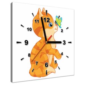 Tištěný obraz s hodinami Oranžová kočička ZP3015A_1AI