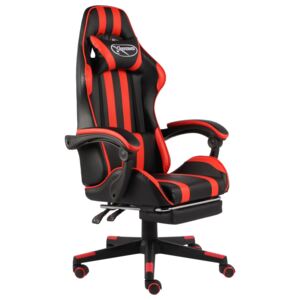 Herní židle s podnožkou černo-červená umělá kůže