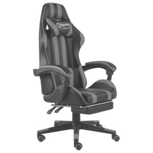 Herní židle s podnožkou černo-šedá umělá kůže