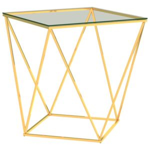 Konferenční stolek zlatý a průhledný 50x50x55 cm nerezová ocel