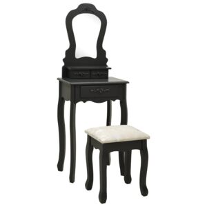Toaletní stolek se stoličkou černý 50 x 59 x 136 cm pavlovnia