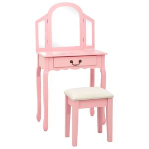 Toaletní stolek se stoličkou růžový 65x36x128 cm pavlovnia MDF