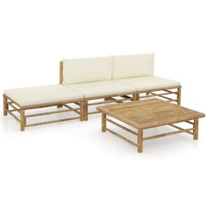 4dílná zahradní sedací souprava + krémově bílé podušky bambus