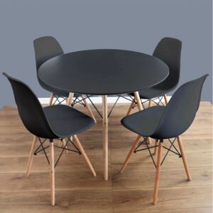 Jídelní sestava FIORINO, černý stůl + 4x černá židle