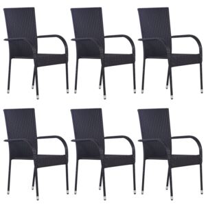 Stohovatelné zahradní židle 6 ks polyratan černé