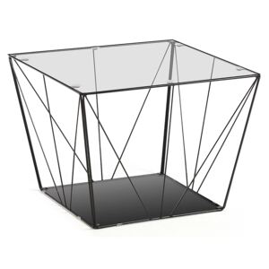 Černý konferenční stolek LaForma Tilo 60x60 cm se skleněnou deskou