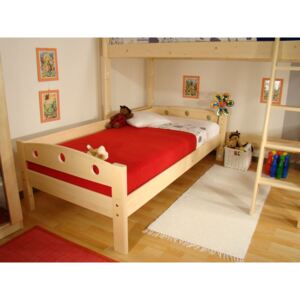 Dřevěné jednolůžko se zábranou z masivu FIJA A 90x200, variabilní postel masiv ROALHOLZ