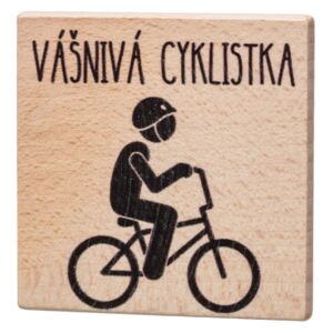 Dřevěný podtácek - Vášnivá cyklistka