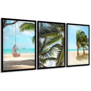 Gario Obraz v rámu Morská pláž Barva rámu: Černá, Velikost: 135 x 63 cm