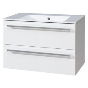 MEREO - Koupelnová skříňka s keramickým umyvadlem, 80 cm, bílá/bílá (CN661)