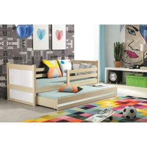 Dětská postel FIONA 2 + matrace + rošt ZDARMA, 80x190 cm, borovice, bílá