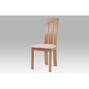 Jídelní židle dřevěná dekor buk a potah krémová látka BC-3931 BUK3