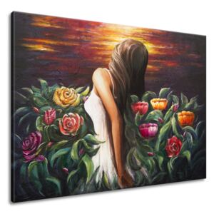 Gario Ručně malovaný obraz Žena mezi květinami Rozměry (š x v): 115 x 85 cm