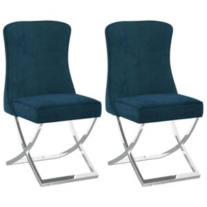Jídelní židle 2 ks modré 53 x 52 x 98 cm samet