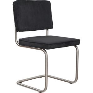 Černá čalouněná židle ZUIVER RIDGE RIB s matným rámem