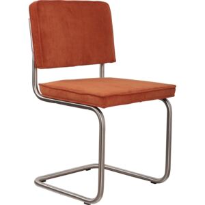 Oranžová čalouněná židle ZUIVER RIDGE RIB s matným rámem