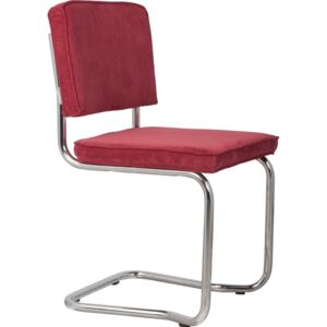 Červená čalouněná jídelní židle ZUIVER RIDGE KINK RIB