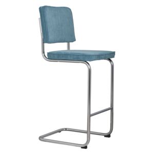 Modrá čalouněná barová židle ZUIVER RIDGE RIB