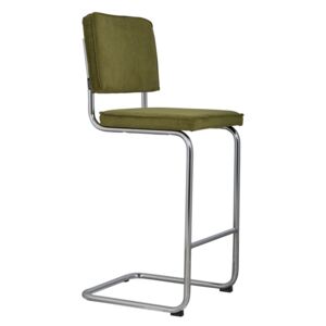 Zelená čalouněná barová židle ZUIVER RIDGE RIB