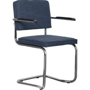 Tmavě modrá židle ZUIVER RIDGE KINK VINTAGE s područkami