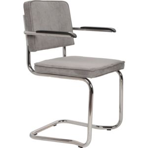Světle šedá čalouněná židle ZUIVER RIDGE KINK RIB s područkami