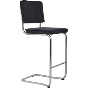Černá čalouněná barová židle ZUIVER RIDGE KINK RIB