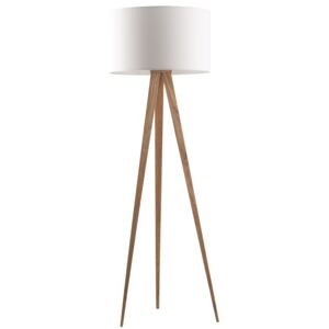 Přírodní stojací lampa ZUIVER TRIPOD s bílým stínidlem