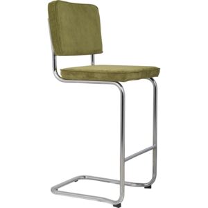 Zelená čalouněná barová židle ZUIVER RIDGE KINK RIB
