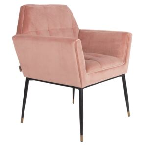 Růžová sametová jídelní židle DUTCHBONE KATE