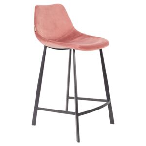 Starorůžová sametová barová židle DUTCHBONE FRANKY 65 cm