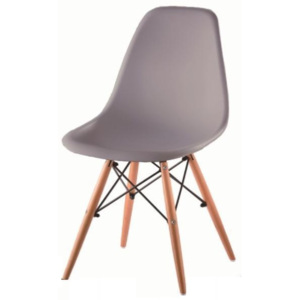 Designová jídelní židle plastová v šedé barvě a dekoru buk TK078