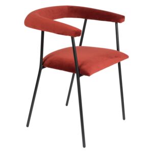 Vínově červená sametová jídelní židle DUTCHBONE Haily