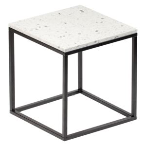 Bílý terrazzo konferenční stolek RGE Accent Bianco s černou podnoží 53 cm